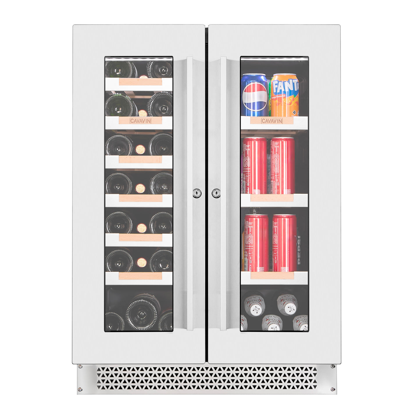Cavavin Vinoa Bottle & Beverage Cooler, Dual-Zone - front view