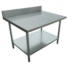 EFI | Work Table with Backsplash and Bottom Shelf, 30" x 36", Stainless Steel