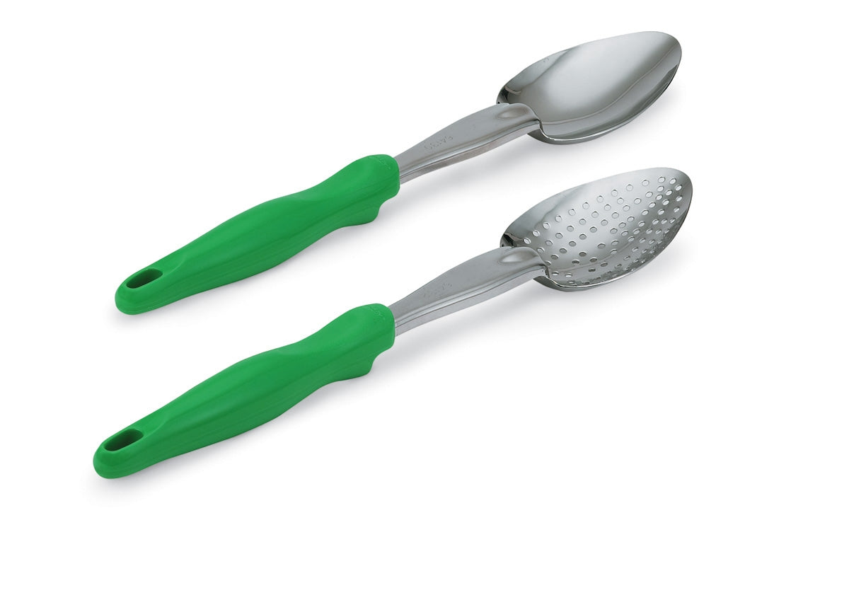Vollrath Ergo Grip Solid Basting Spoon, Stainless/Nylon Handle, Green, FINAL SALE - 6414070