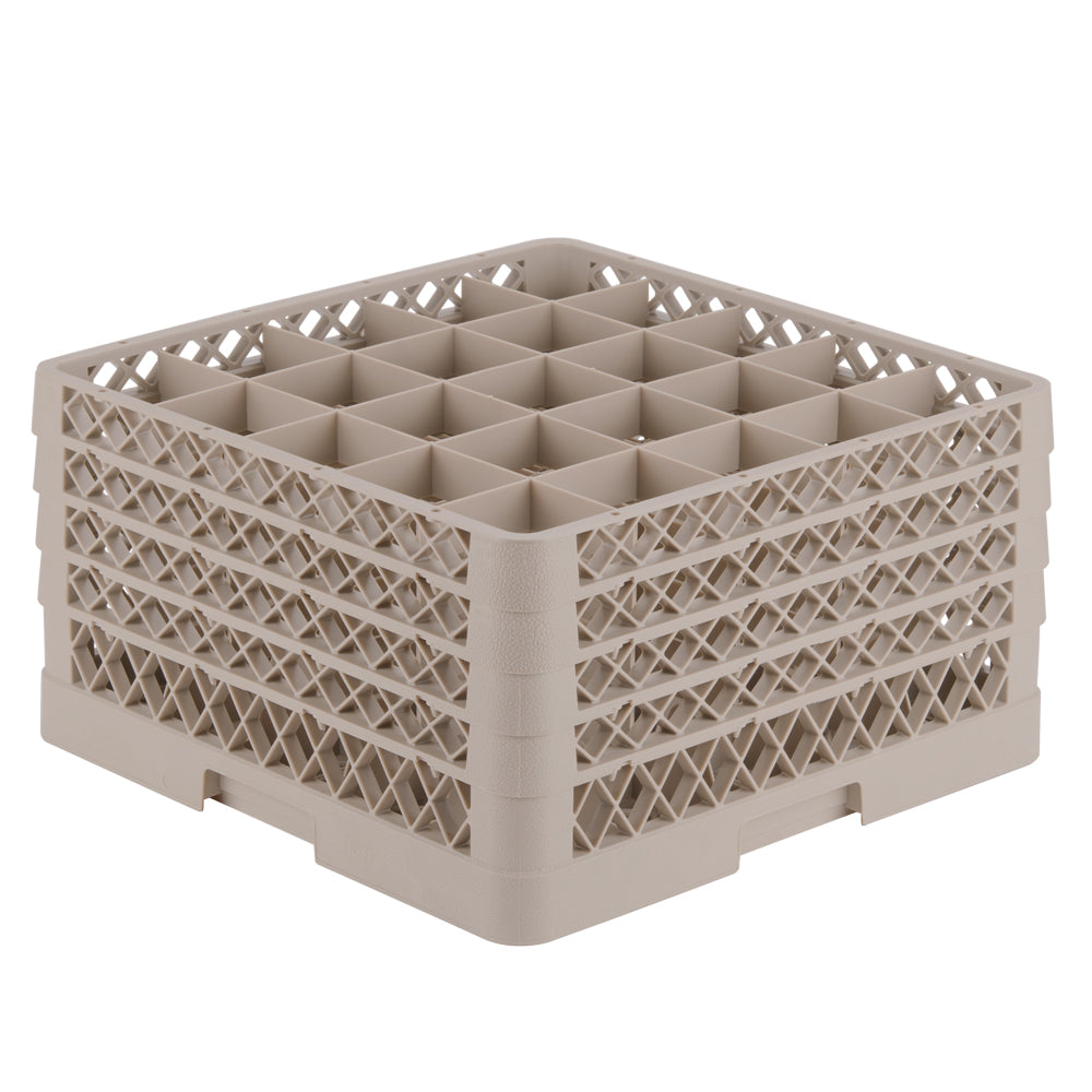 Vollrath Traex Glass Rack w 4 Extenders, 25 Compartment, Beige - TR6BBBB