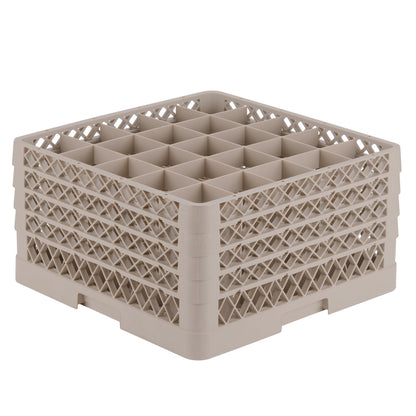Vollrath Traex Glass Rack w 4 Extenders, 25 Compartment, Beige - TR6BBBB