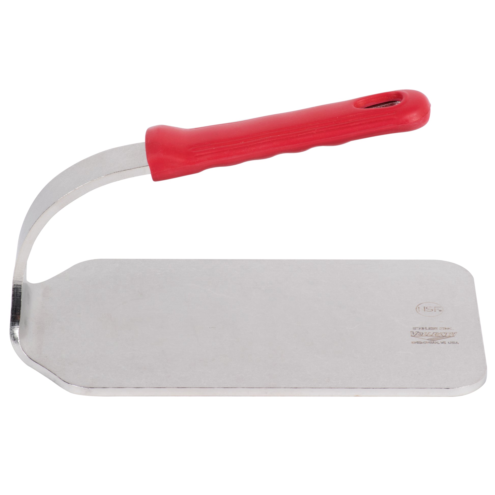 Vollrath Flat Bottom Steak Weight, 1.6 lb, Stainless Steel/Red Silicone Handle - 50661