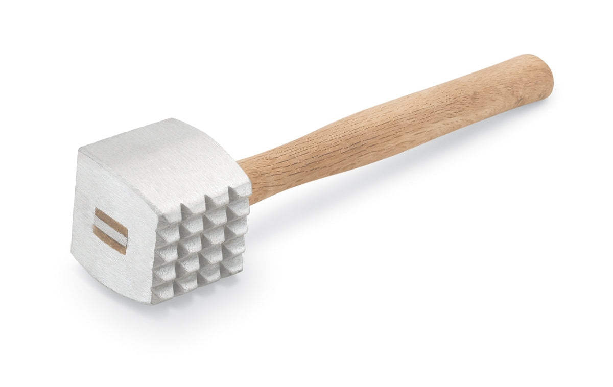 Vollrath Meat Tenderizer, 13.25'', Aluminum with Wood Handle - 47712