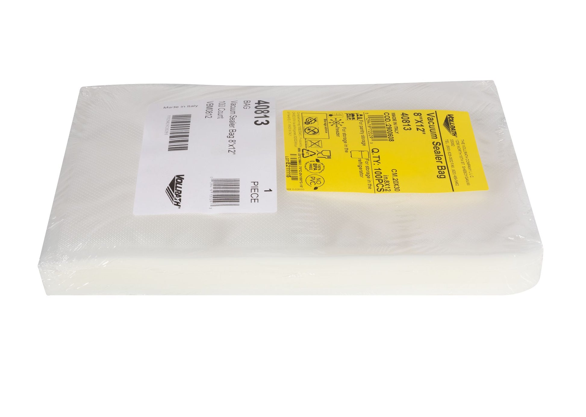 Vollrath Vacuum Sealer Bags for External Sealers, 8" x 12" (100-pack) FINAL SALE, FINAL SALE - 40813