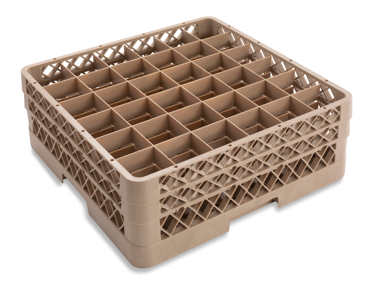 Vollrath Traex Glass Rack w 2 Extenders, 36 Compartment Rack, Beige - TR7CC