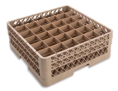Vollrath Traex Glass Rack w 2 Extenders, 36 Compartment Rack, Beige - TR7CC