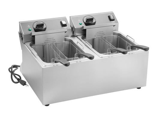 Vollrath Cayenne Electric Countertop Deep Fryer, Double-Well, 10 lb, 120V - CF2-1800DUAL-C