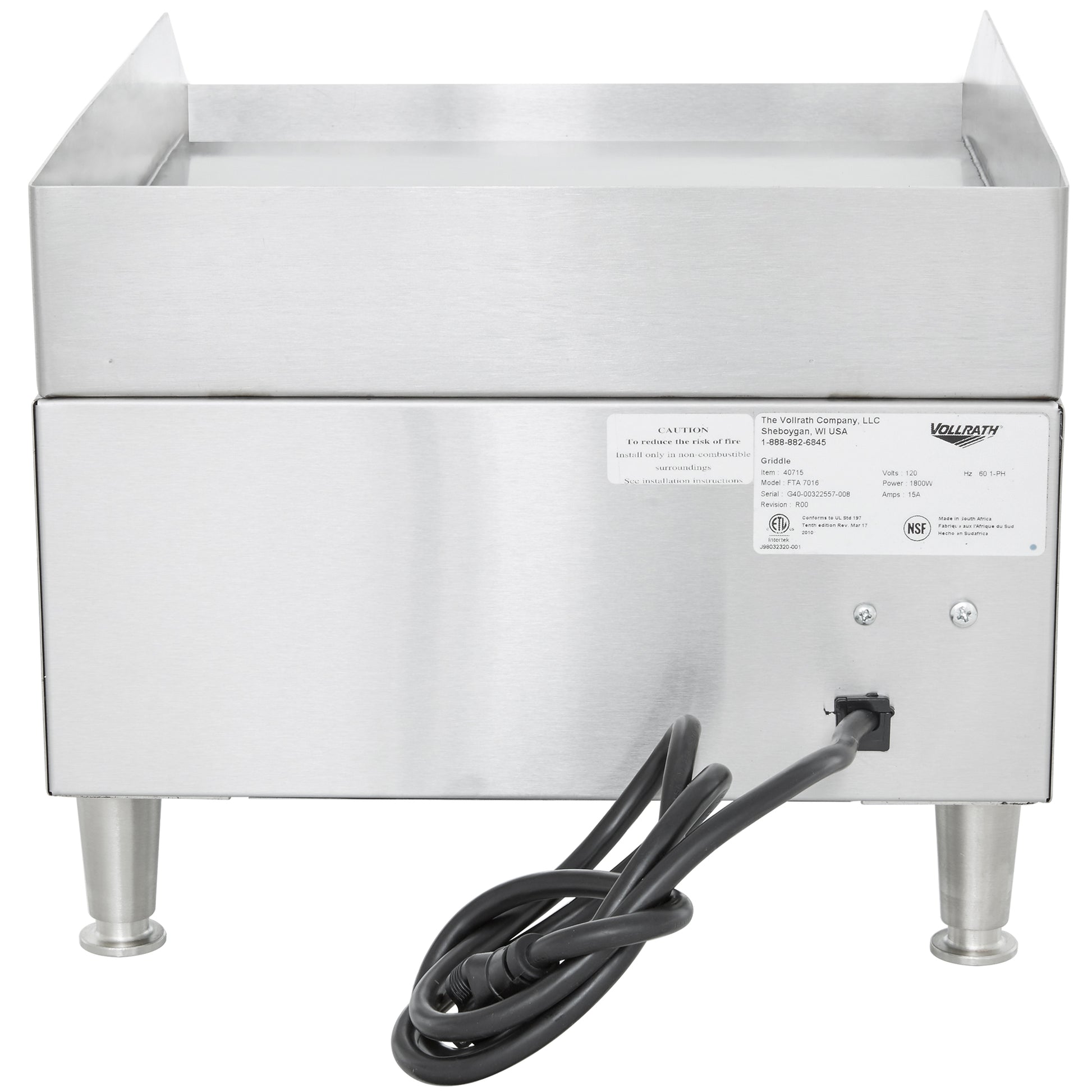 Vollrath Cayenne 14" Electric Flat Top Griddle, 120V - 40715