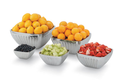 Vollrath Double-Wall Square Fluted Bowl, 1.8 qt, Stainless Steel - 47681