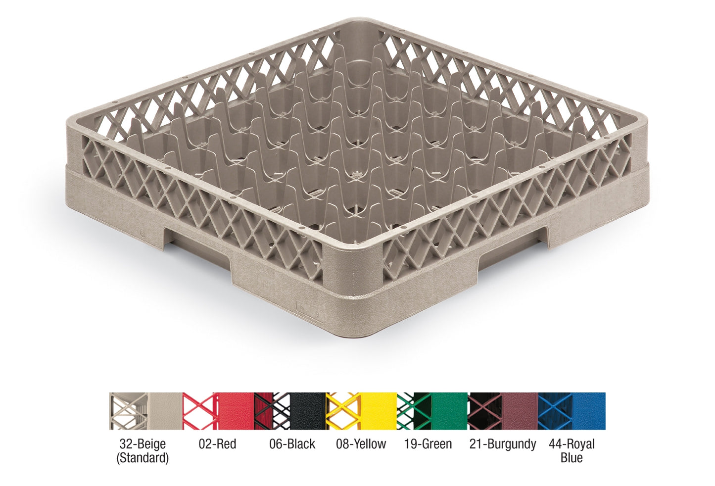 Vollrath Traex Glass Rack w 3 Extenders, 36 Compartment, Beige - TR7CCC