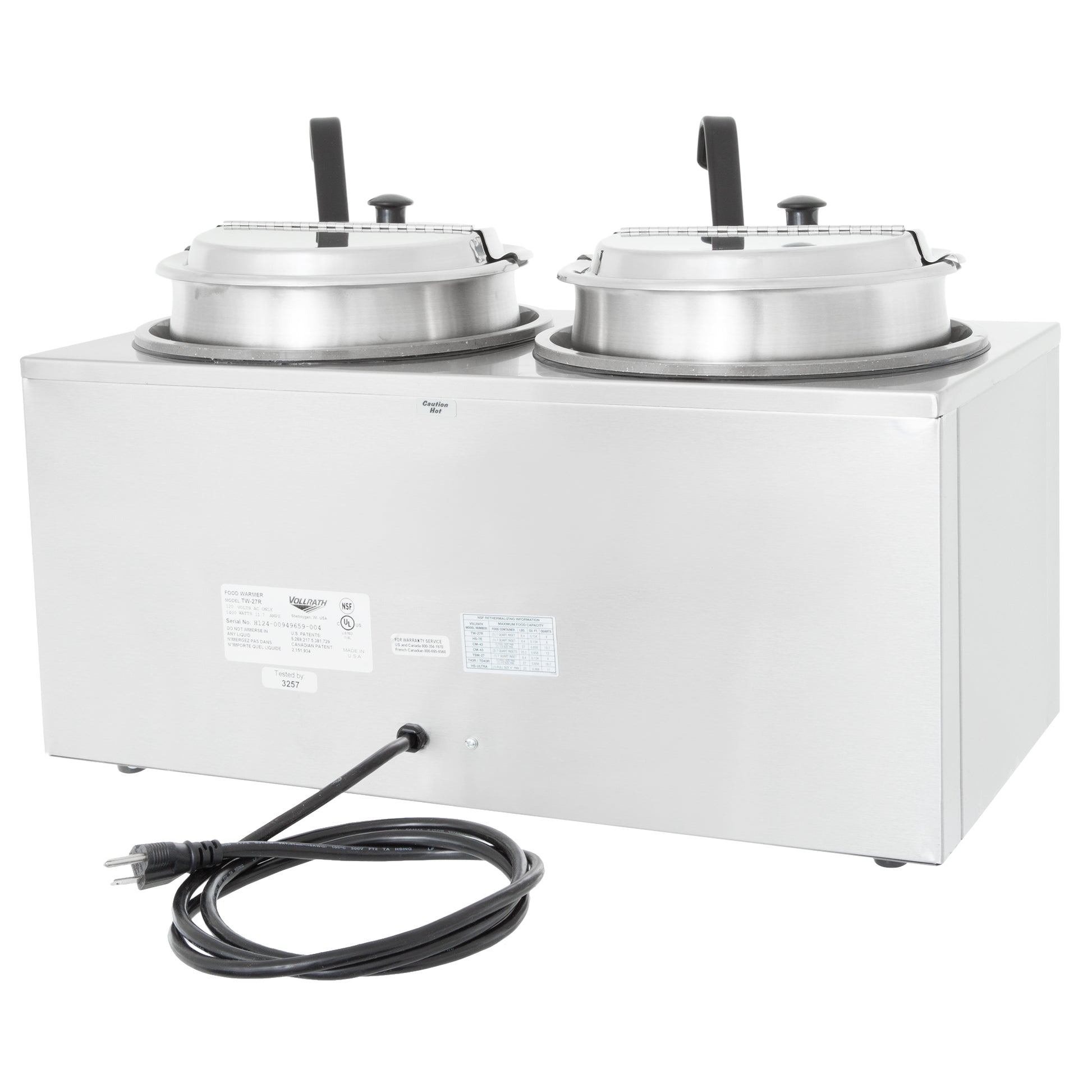 Vollrath Cayenne Round Heat 'N Serve Countertop Twin Well 7 qt Rethermalizer Package - 72029