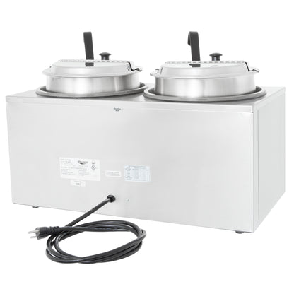 Vollrath Cayenne Round Heat 'N Serve Countertop Twin Well 7 qt Rethermalizer Package - 72029