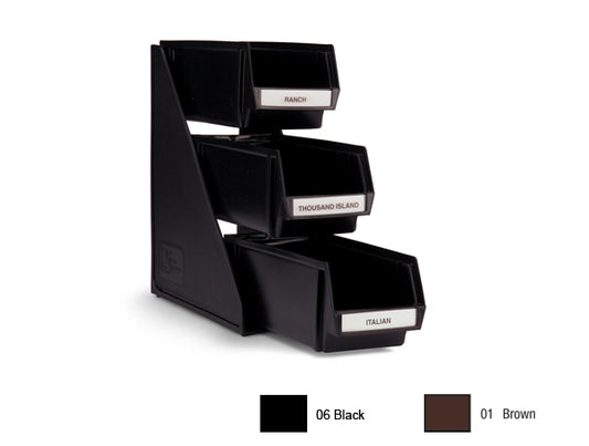 Vollrath 3 Tier Self-Serve Dispenser Set, Black - 4843-06