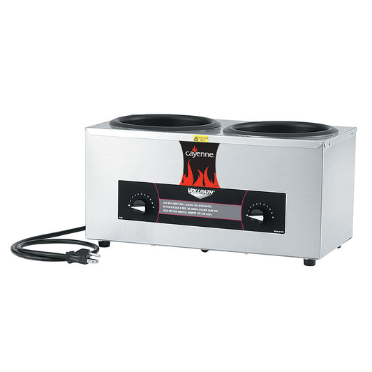 Vollrath Cayenne Round Heat 'N Serve Countertop Twin Well 4 qt Rethermalizer, 120V - 72045