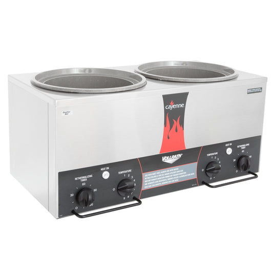 Vollrath Cayenne Round Heat 'N Serve Countertop Twin Well 7 qt Rethermalizer, 120V - 72028