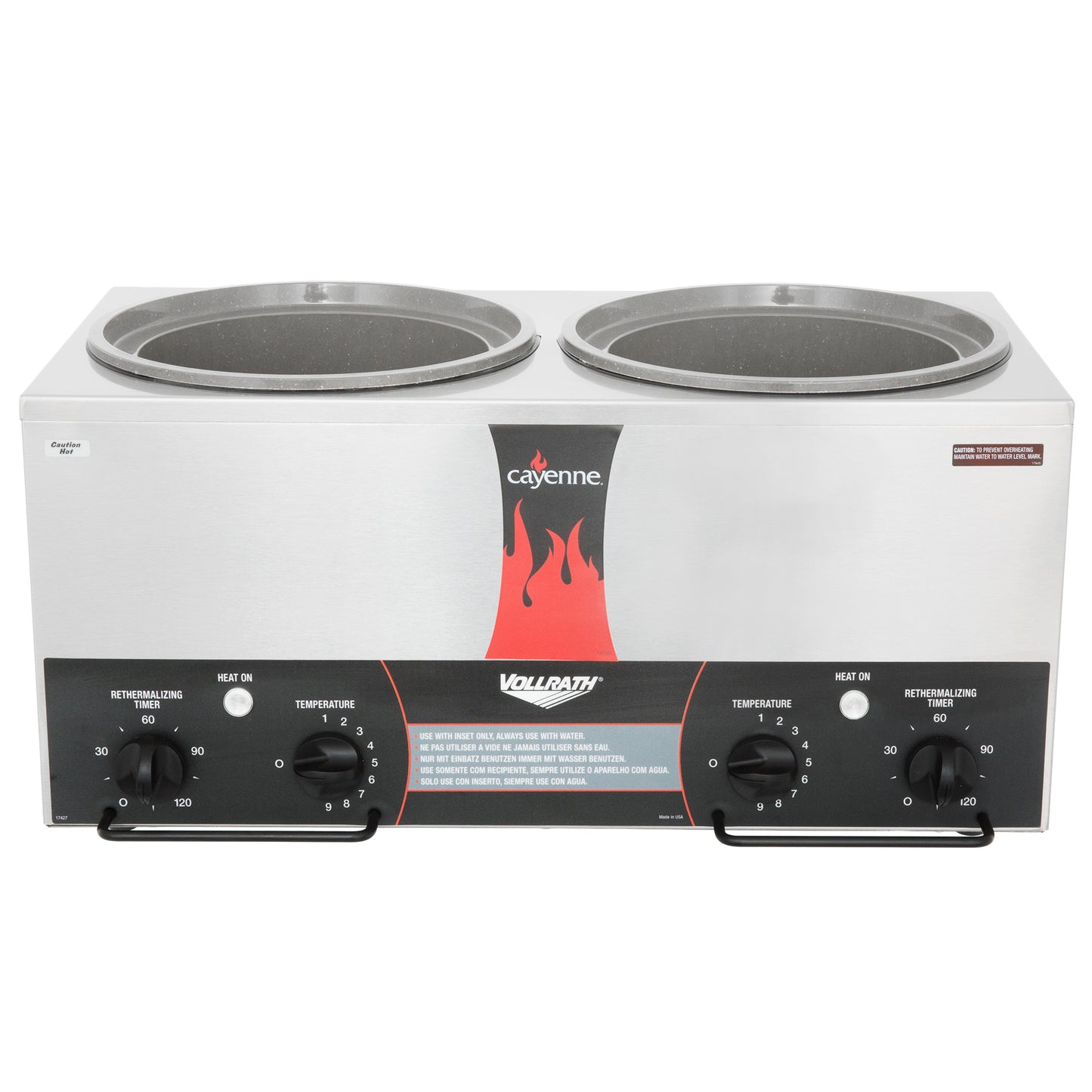 Vollrath Cayenne Round Heat 'N Serve Countertop Twin Well 7 qt Rethermalizer, 120V - 72028