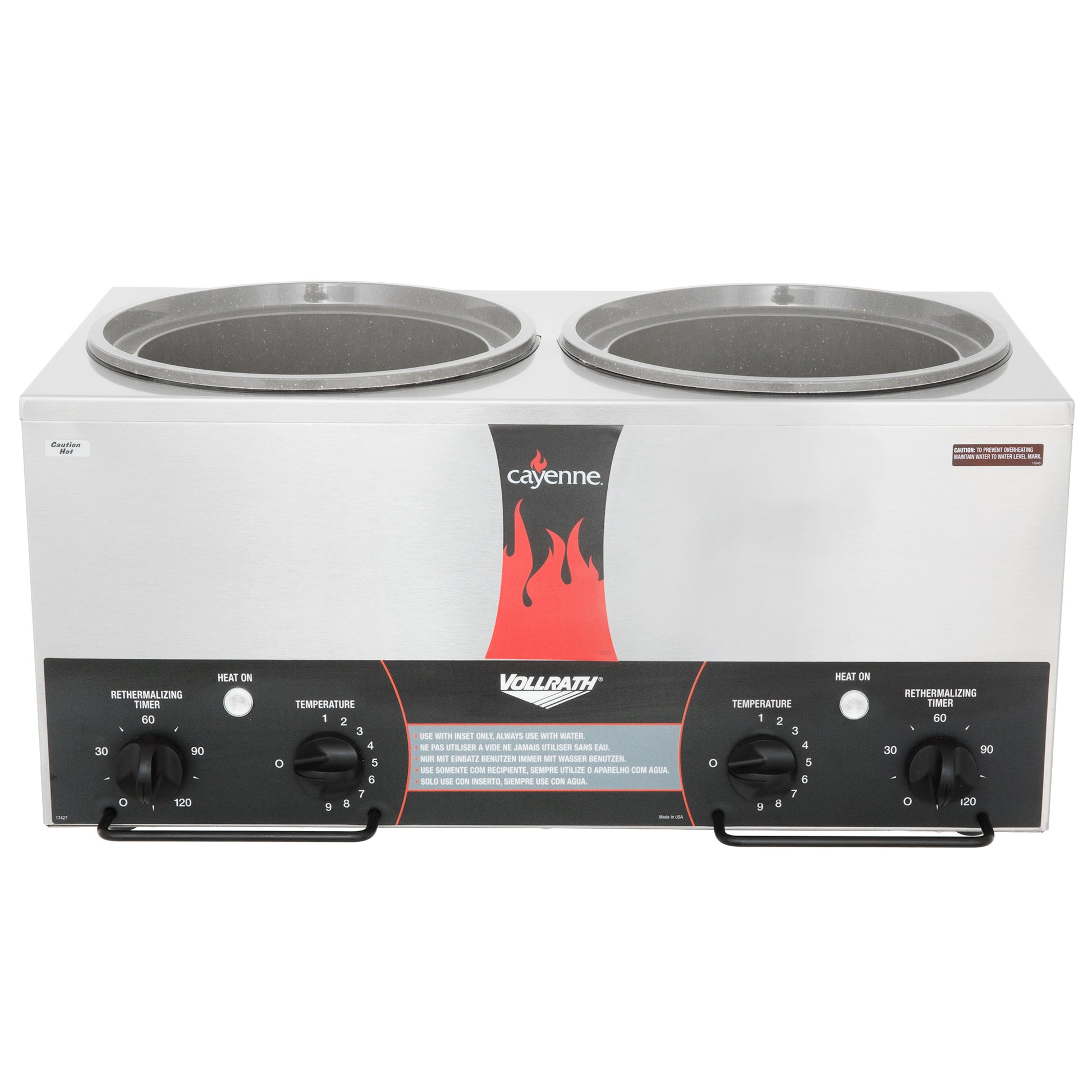 Vollrath Cayenne Round Heat 'N Serve Countertop Twin Well 7 qt Rethermalizer, 120V - 72028