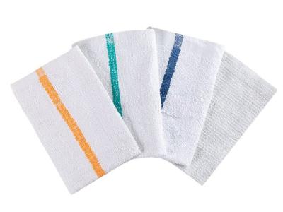 Winsham | Bar Towel, 16" x 19", White with Green Stripe