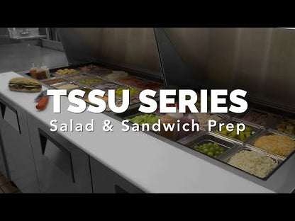 True | Double Door Sandwich/Salad Food Prep Table Refrigerator, 8 Pan, 36", 115/60/1