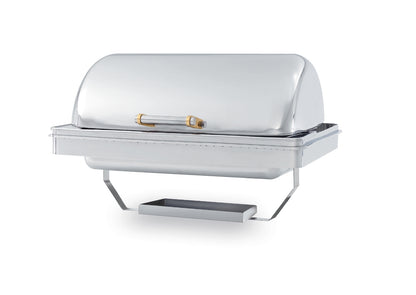 Vollrath New York, New York Drop In Chafer, Fully Retractable Dome Cover, 9 qt, Stainless Steel/Brass, FINAL SALE - 46258