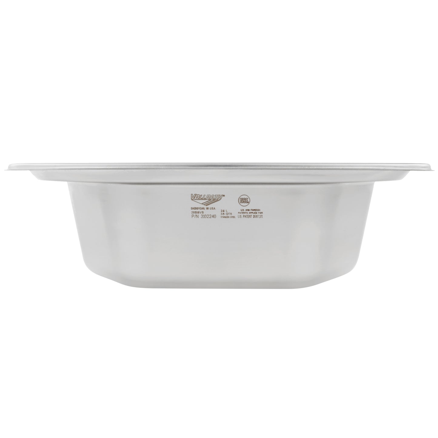 Vollrath Super Pan Half Size Hexagon Shape Food Pan, 4" Deep, 22 Gauge Stainless Steel - 3102240