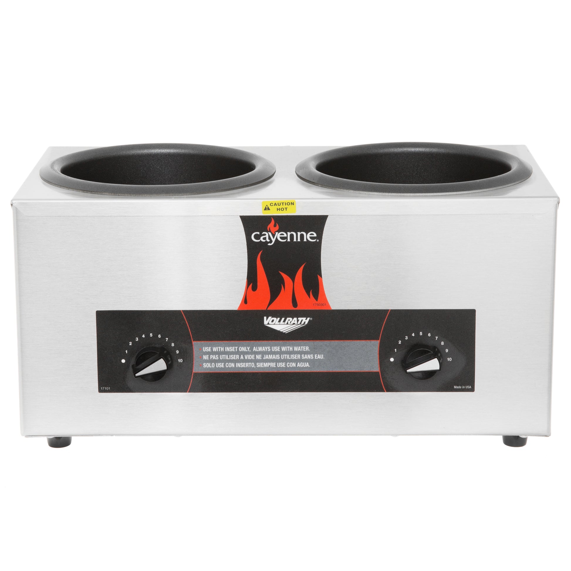 Vollrath Cayenne Round Heat 'N Serve Countertop Twin Well 4 qt Rethermalizer, 120V - 72045