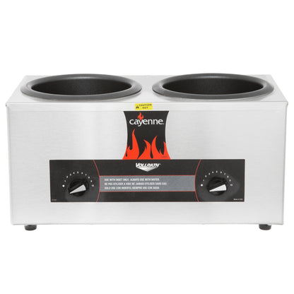 Vollrath Cayenne Round Heat 'N Serve Countertop Twin Well 4 qt Rethermalizer, 120V - 72045