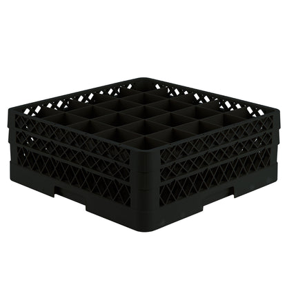 Vollrath Traex Glass Rack w 2 Extenders, 25 Compartment Rack, Black - TR6BB-06