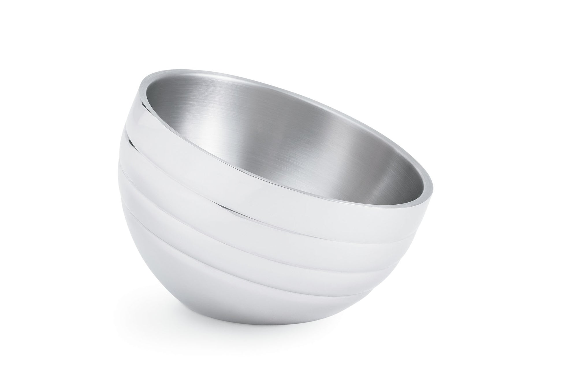 Vollrath Double-Wall Angled Insulated Display Bowl, Beehive Pattern, 5 qt, Stainless Steel (2-pack) - 46582