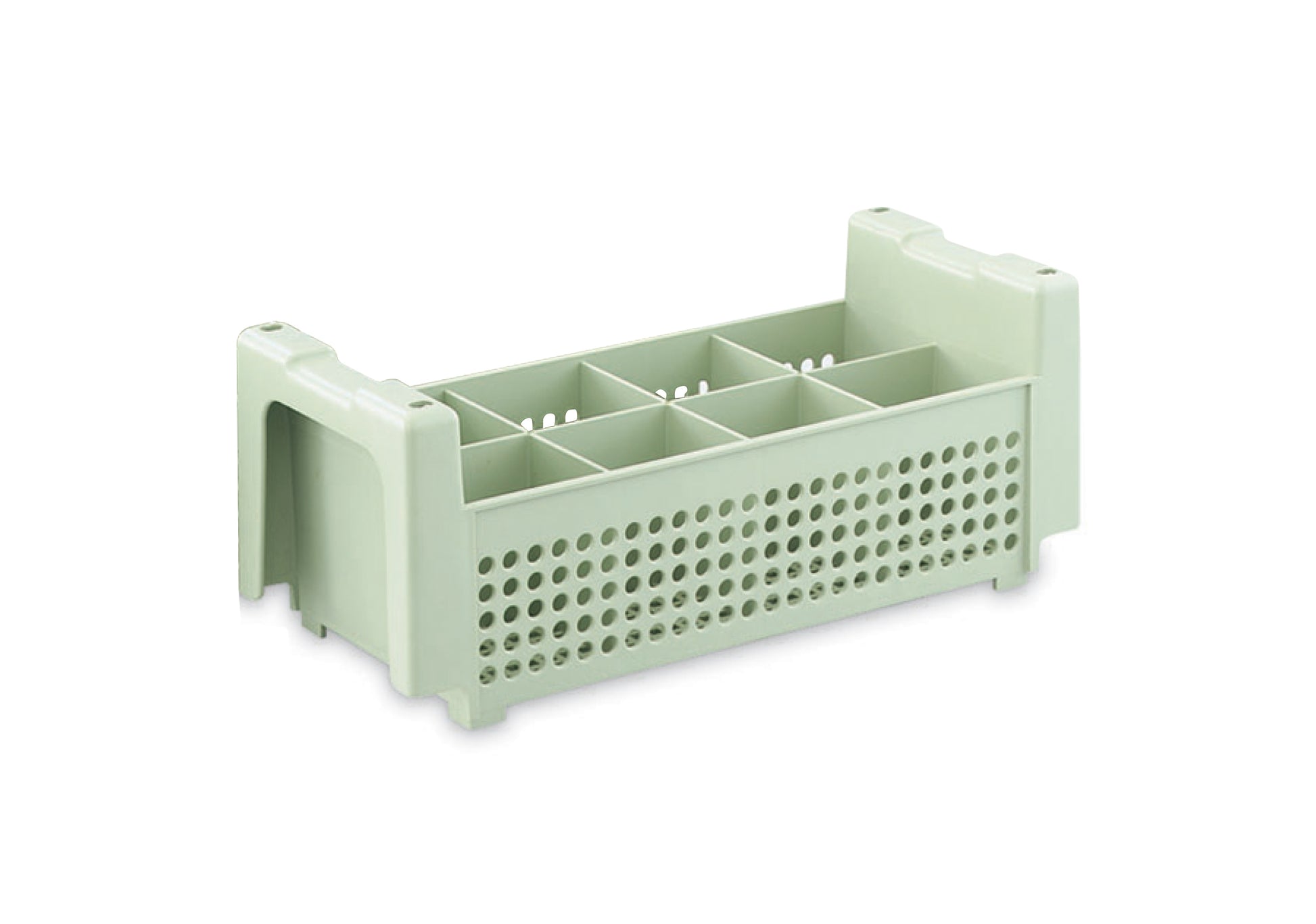 Vollrath Flatware Basket No Handles, 8 Compartment, Green - 52640