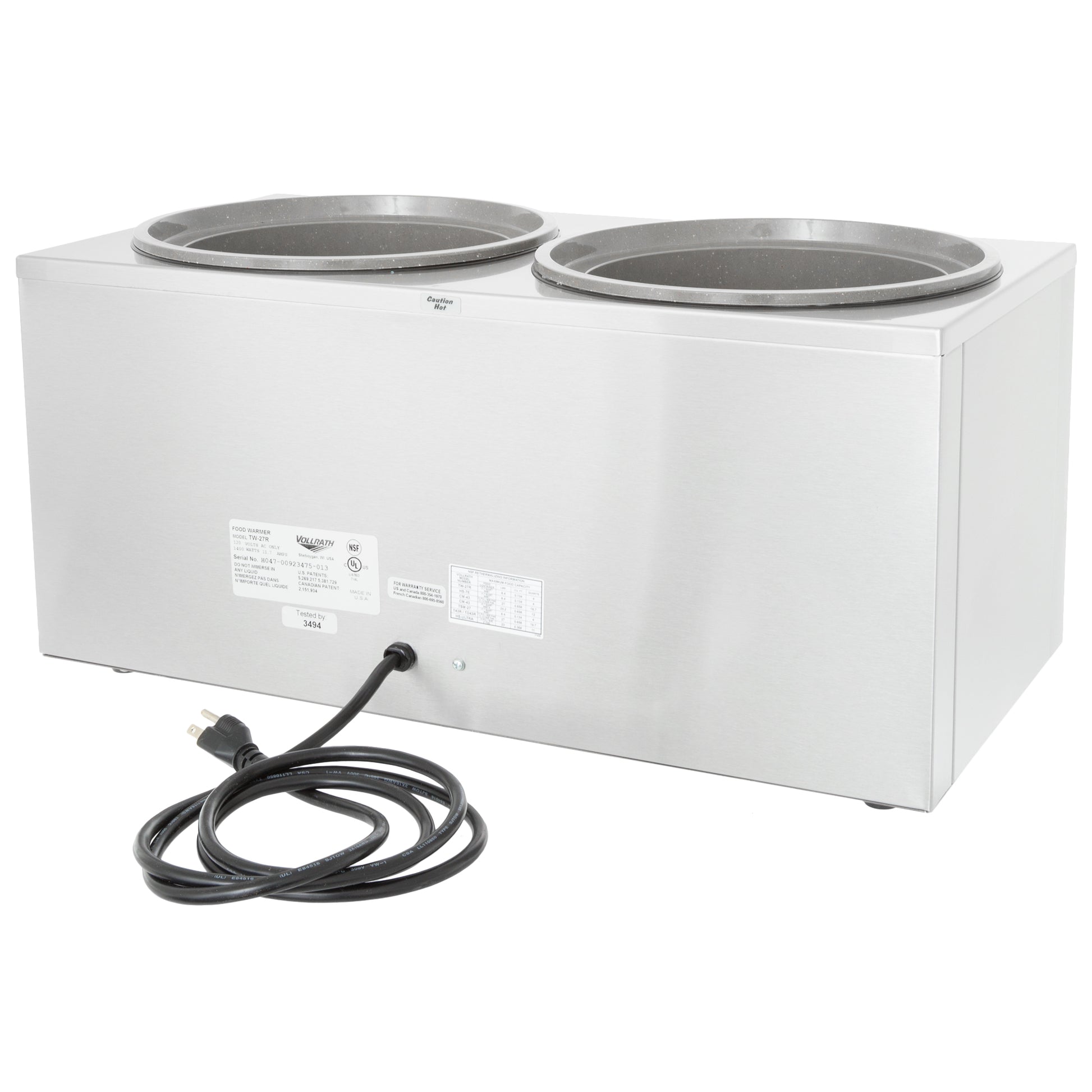 Vollrath Cayenne Round Heat 'N Serve Countertop Twin Well 7 qt Rethermalizer, 120V - 72028
