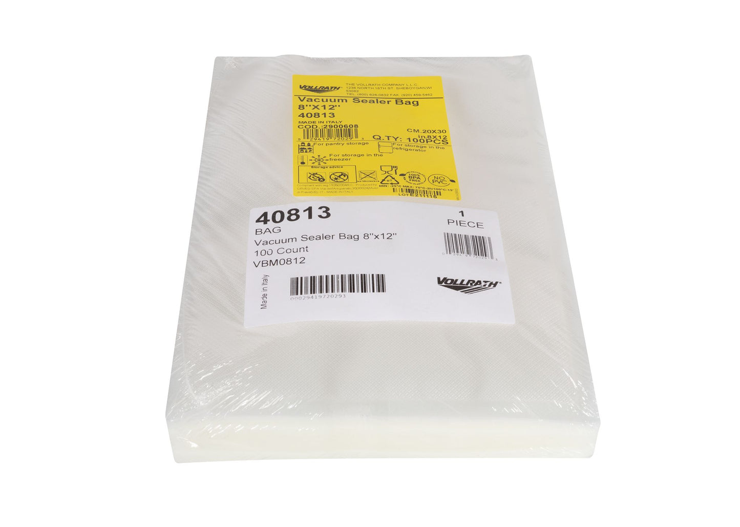 Vollrath Vacuum Sealer Bags for External Sealers, 8" x 12" (100-pack) FINAL SALE, FINAL SALE - 40813