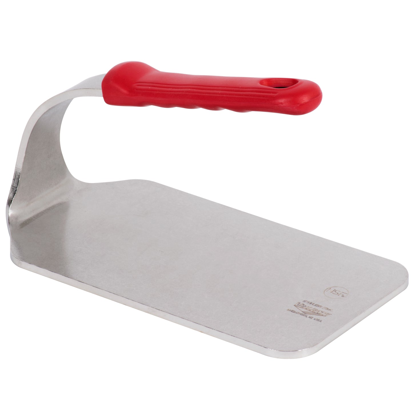 Vollrath Flat Bottom Steak Weight, 1.6 lb, Stainless Steel/Red Silicone Handle - 50661