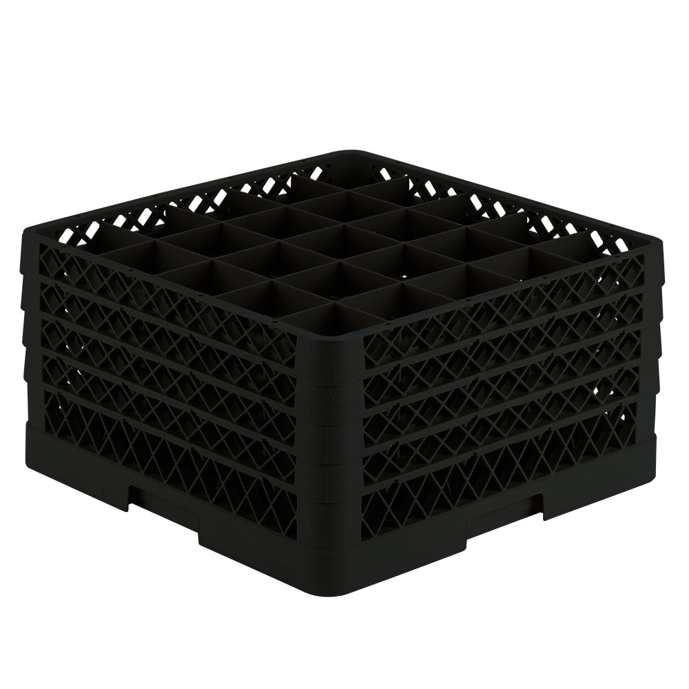 Vollrath Traex Glass Rack w 4 Extenders, 25 Compartment, Black - TR6BBBB-06