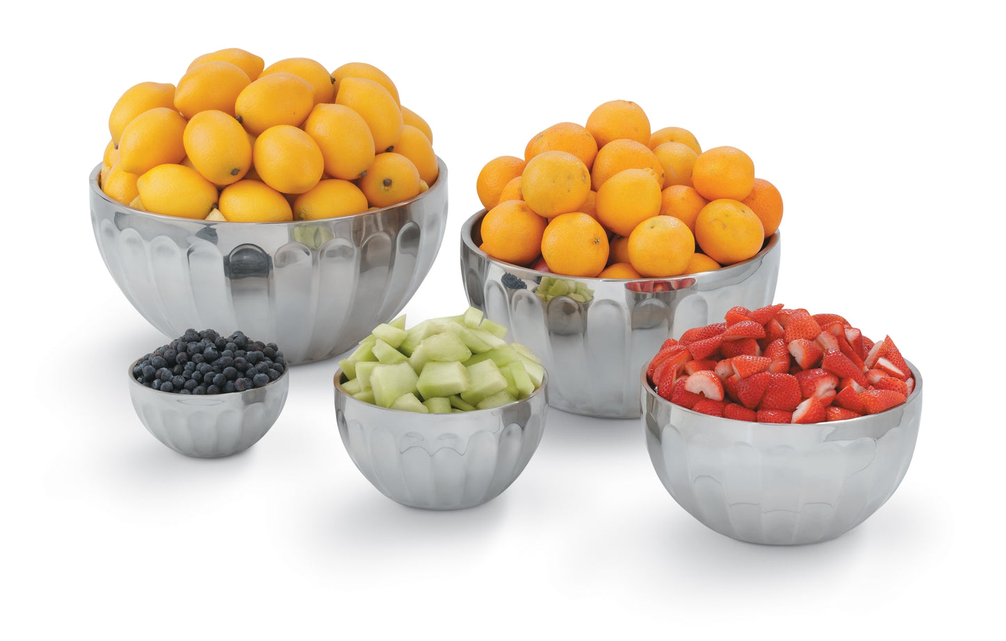 Vollrath Double-Wall Square Fluted Bowl, 1.8 qt, Stainless Steel - 47681