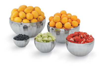Vollrath Double-Wall Square Fluted Bowl, 0.75 qt, Stainless Steel - 47680