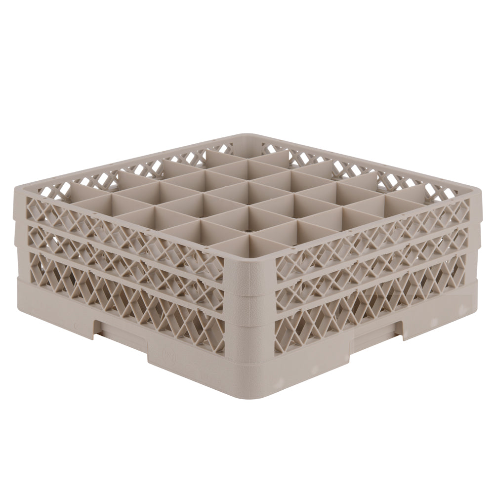 Vollrath Traex Glass Rack w 2 Extenders, 25 Compartment Rack, Beige - TR6BB