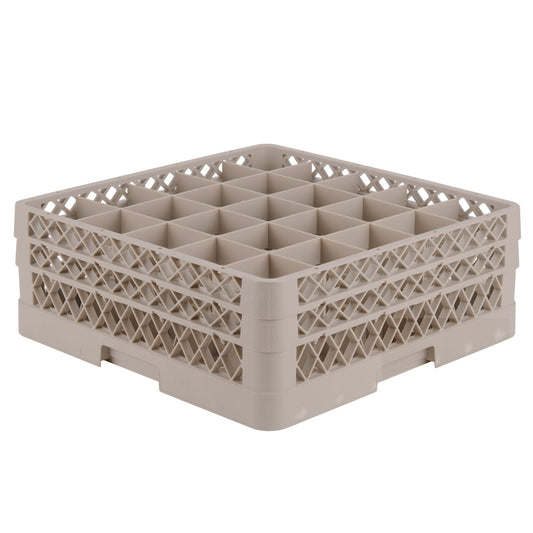 Vollrath Traex Glass Rack w 2 Extenders, 25 Compartment Rack, Beige - TR6BB