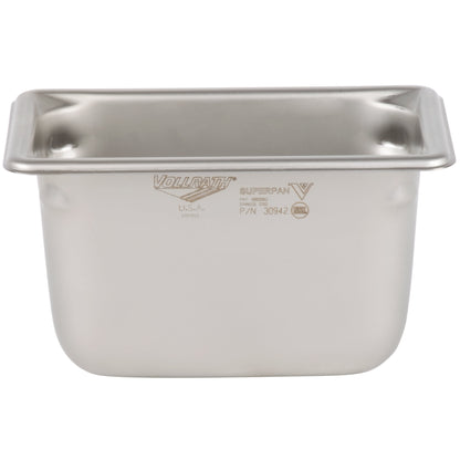 Vollrath Super Pan V 1/9 Size Food Pan, 4" Deep, 22 Gauge Stainless Steel - 30942