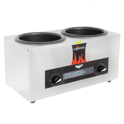 Vollrath Cayenne Round Heat 'N Serve Countertop Twin Well 4 qt Rethermalizer, 120V - 72045