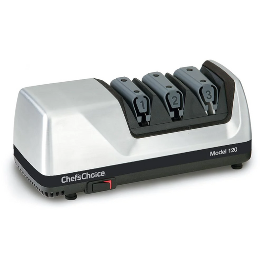 Chef'sChoice | Model 120 Electric Knife Sharpener, 3 Stages, 20 Degree Edges, 120V, Brushed Metal