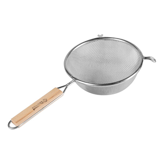 Browne | Single Mesh Medium Strainer, 7.8", Wood Handle