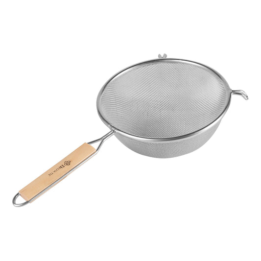 Browne | Single Mesh Medium Strainer, 6.8", Wood Handle