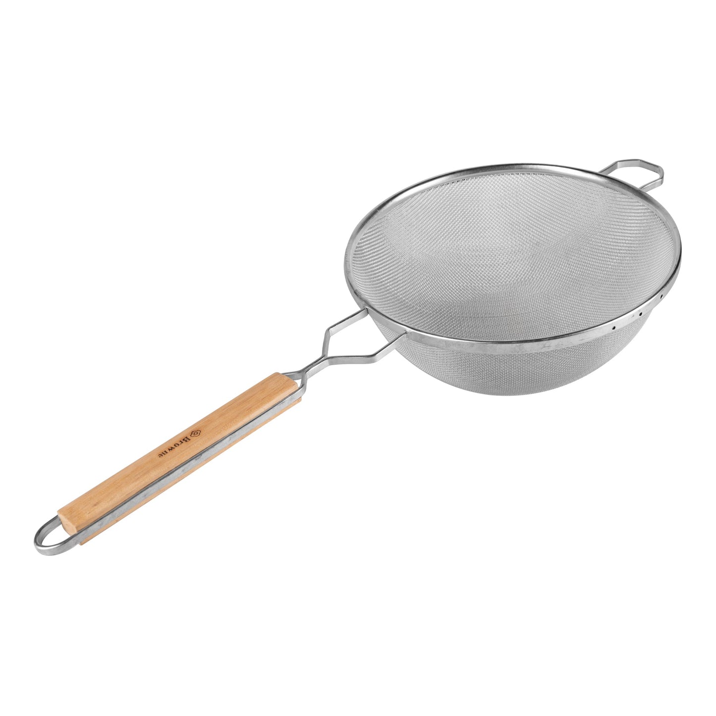 Browne | Single Mesh Medium Strainer, 4.8", Wood Handle