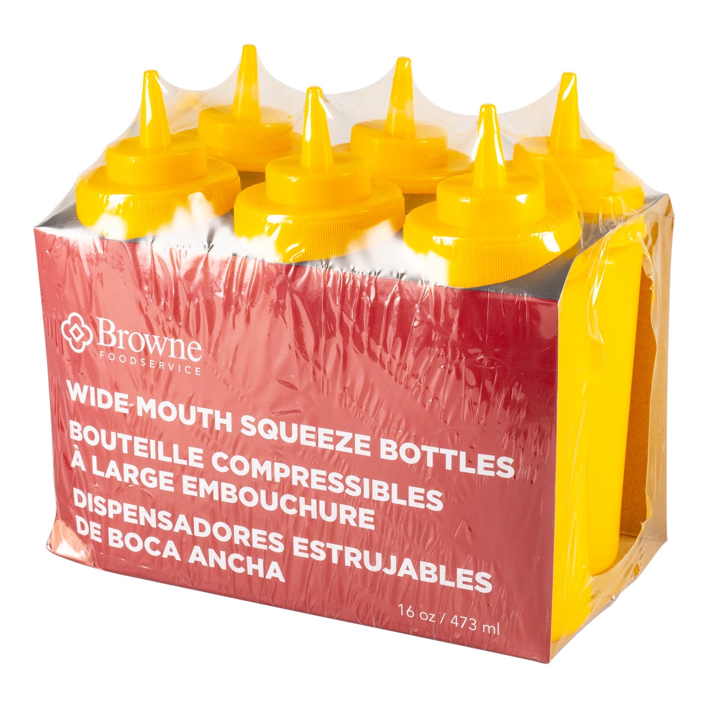 Browne | Wide Mouth Squeeze Bottle, 16 oz, Yellow (6-pack)