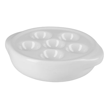 Browne | Escargot Plate, 6 Compartments, White, Double Handle Style