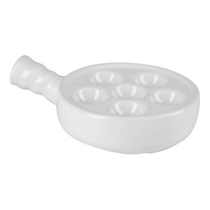 Browne | Escargot Plate, 6 Compartments, White, Single Handle Style