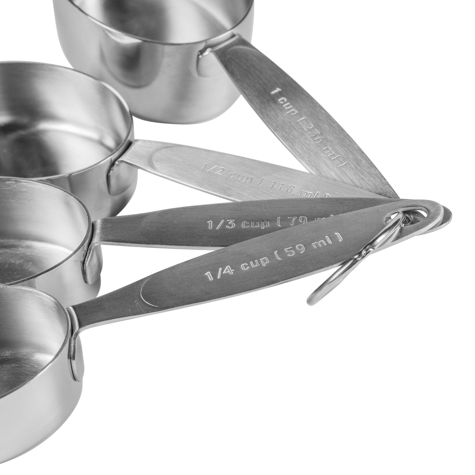 Browne | Cuisipro 4 Piece Measuring Cup Set, Stainless Steel - ChefEquipment.com