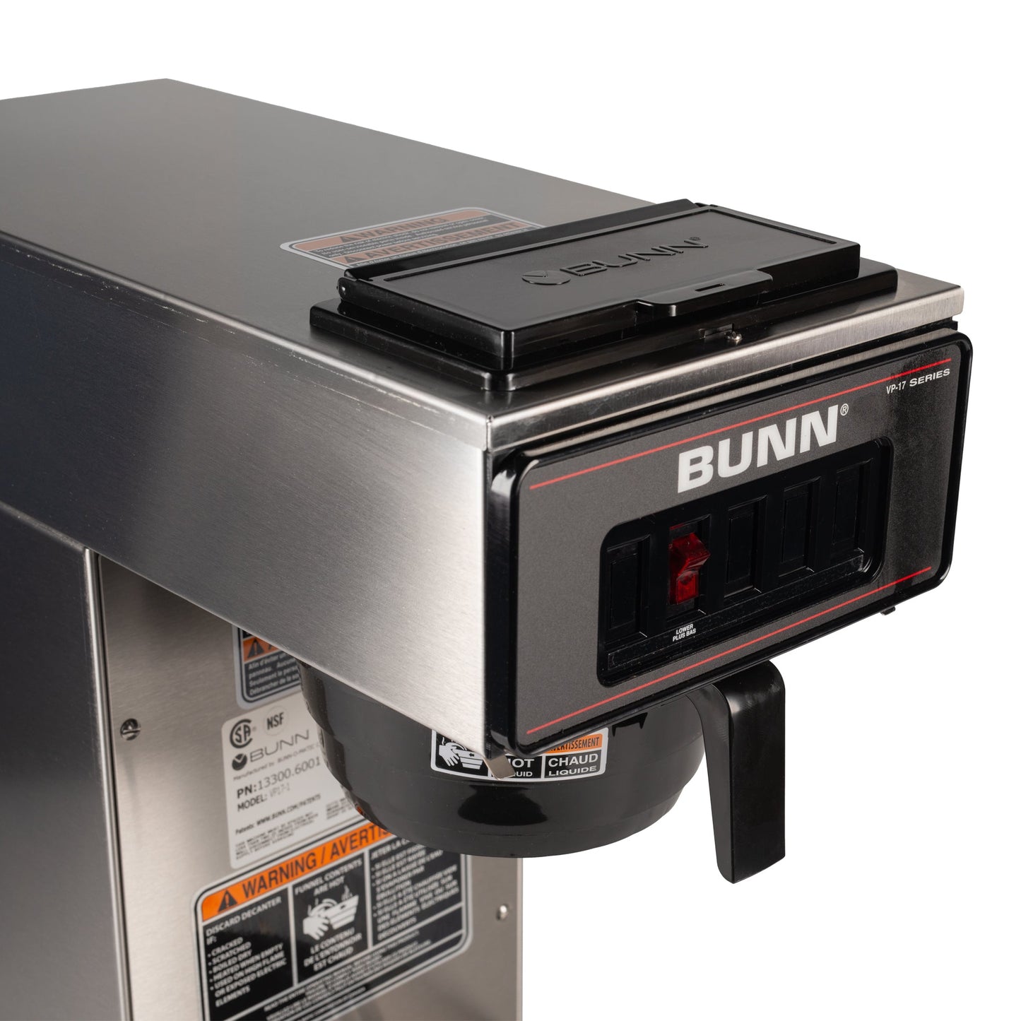 BUNN | VP17-1 Low Profile Coffee Brewer w 1 Lower Warmer, 12 Cup, Stainless Steel