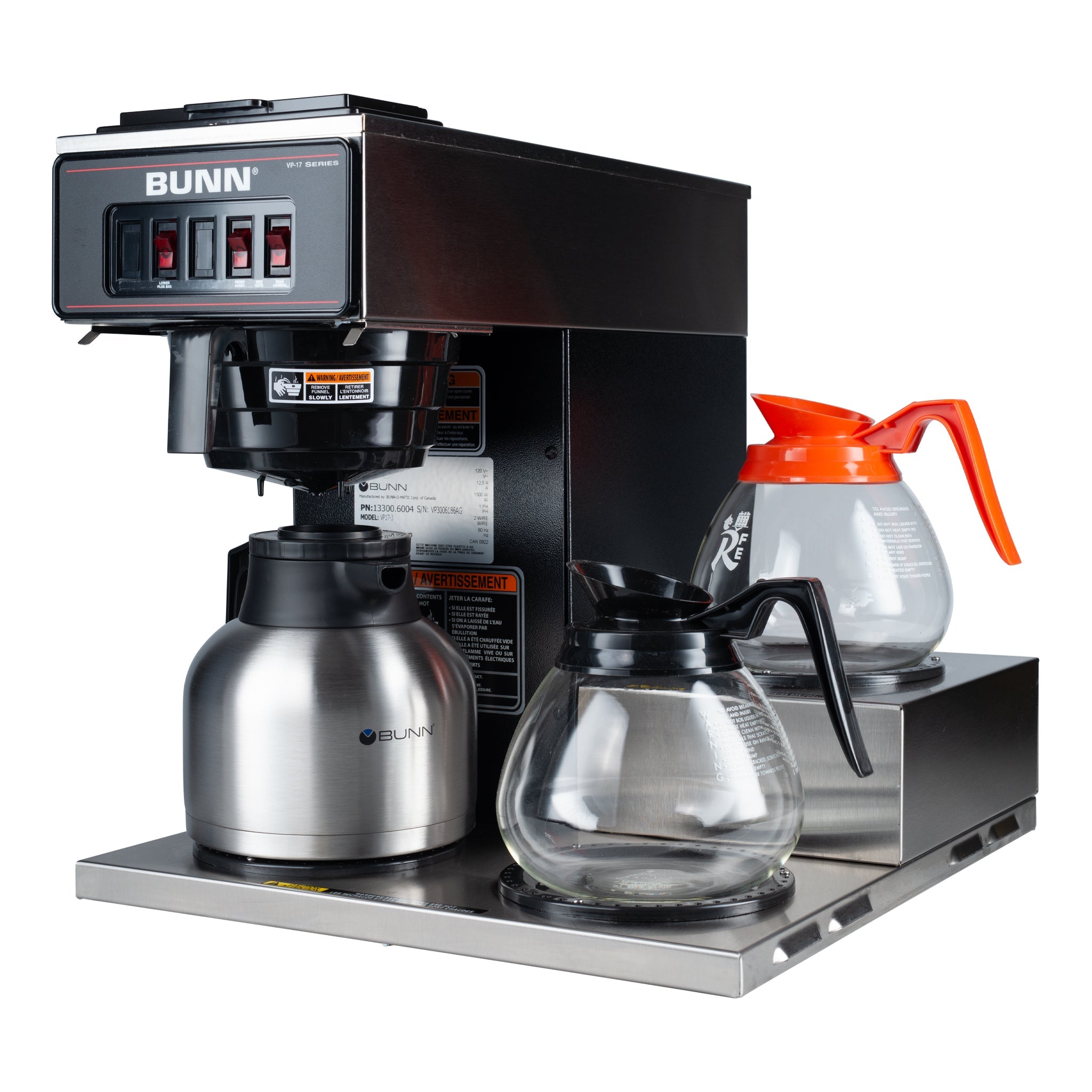 BUNN VP17-3 Low Profile Coffee Brewer w 3 Lower Warmers, 12 Cup
